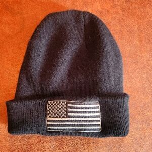 Black Beanie with American Flag Patch